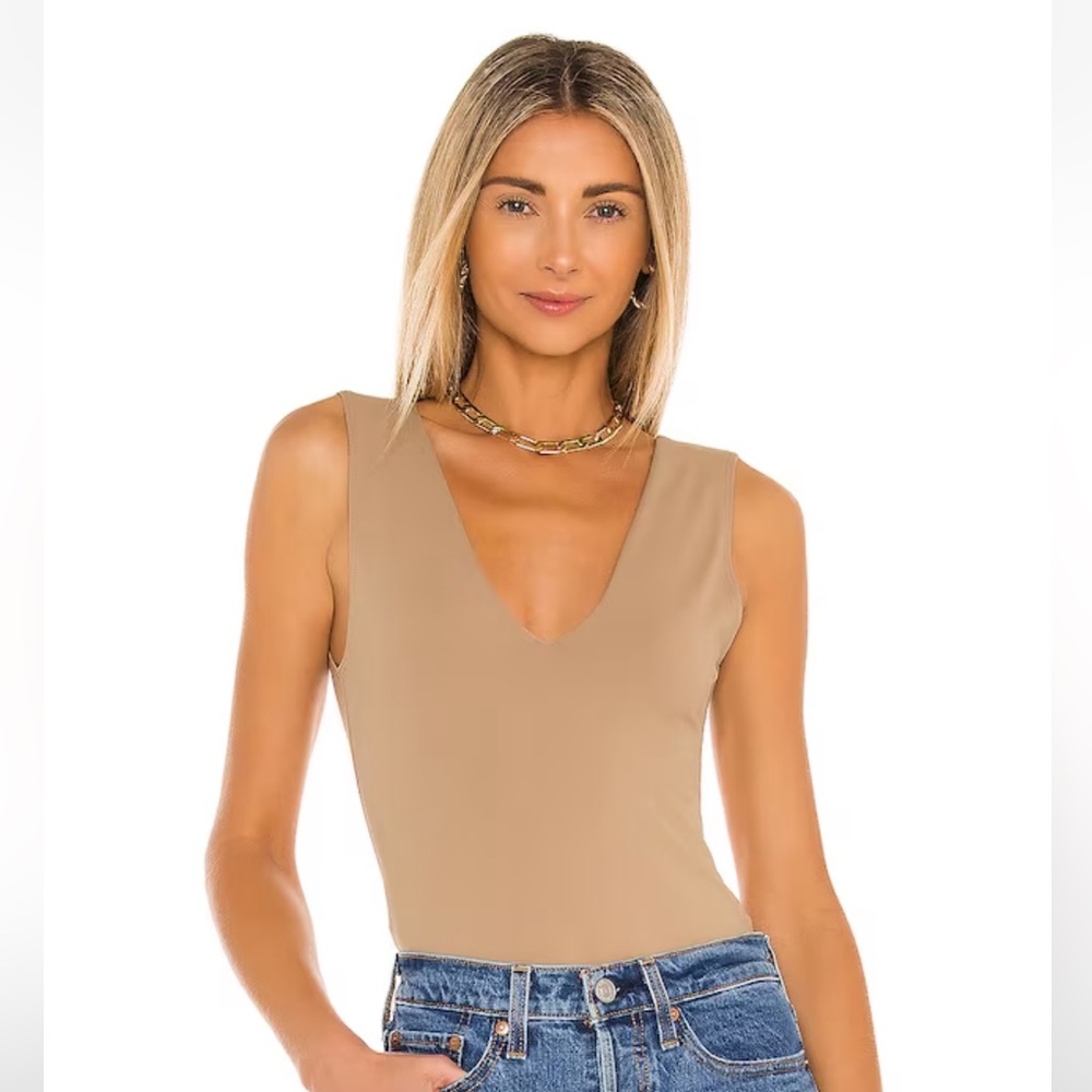 Free People Keep It Sleek Bodysuit in Tan - Size S
